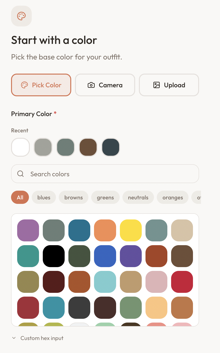 Refine outfit by color palette